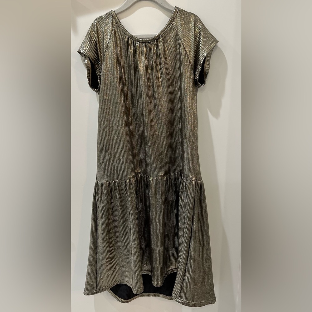 Crazy 8 - gold short sleeve hi lo girls dress. Size 12.
